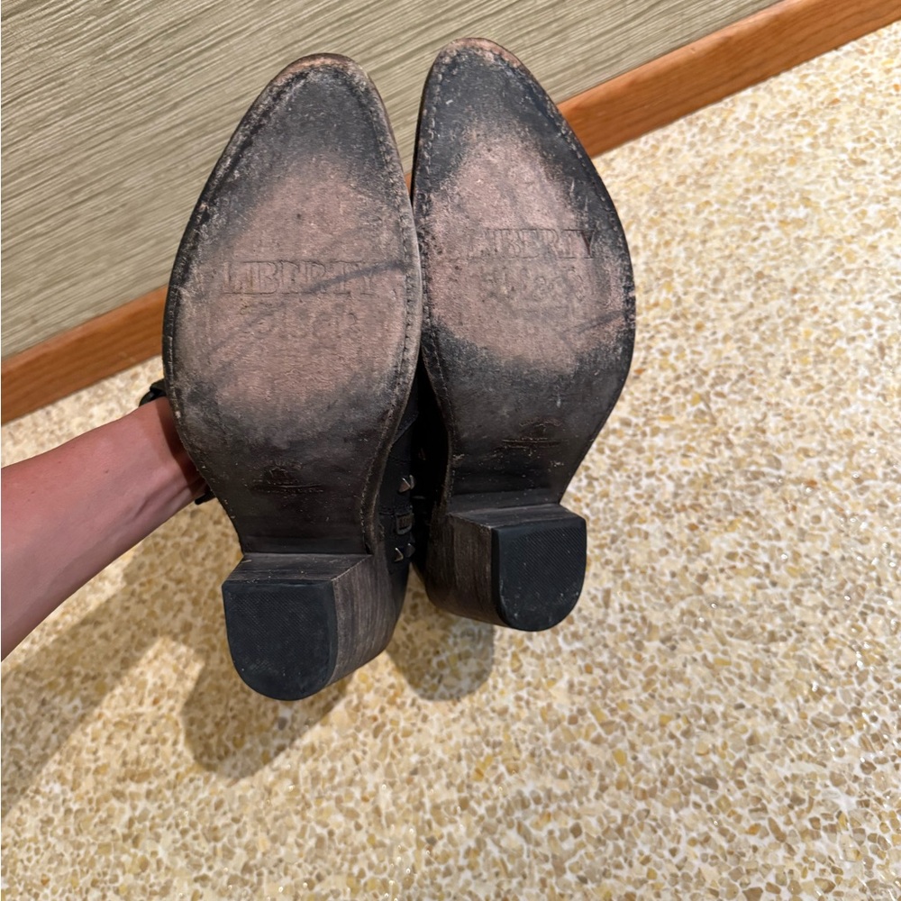 LIBERTY Black Studded Ankle Booties - Picture 3 of 5